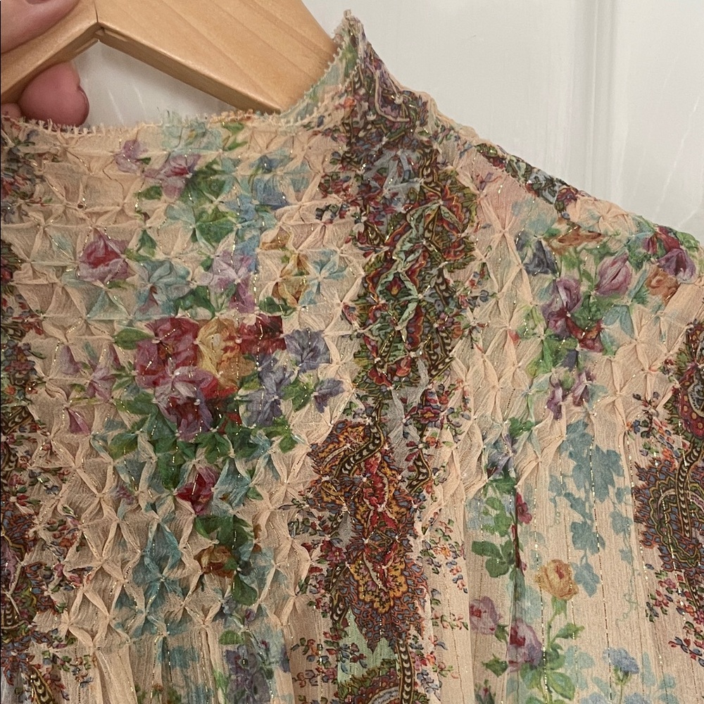 INTERMIX Paisley Floral Sheer Blouse - Cream and Brown-